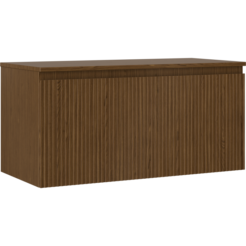 Mexen Rivel Badezimmerschrank 100 cm mit Arbeitsplatte, 1 Schublade, geriffelt, Nussbaum - 91A20-10047-1-BFC86