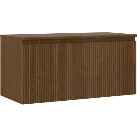 Mexen Rivel bathroom cabinet under sink 100 cm with countertop, 1 drawer, grooved, walnut - 91A20-10047-1-BFC86