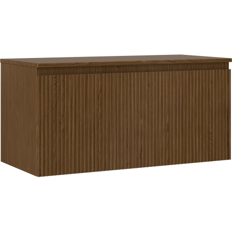 Mexen Rivel mobile bagno sottolavabo 100 cm con piano, 1 cassetto, scanalato, noce - 91A20-10047-1-BFC86