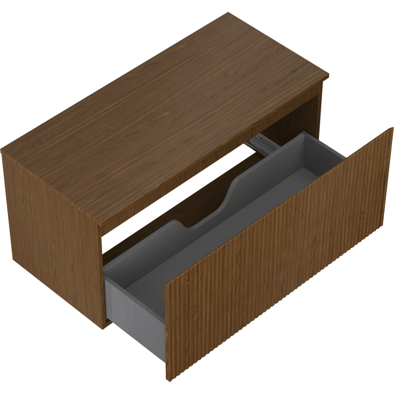 Mexen Rivel armario de baño bajo lavabo 100 cm con encimera, 1 cajón, ranurado, nogal - 91A20-10047-1-BFC86