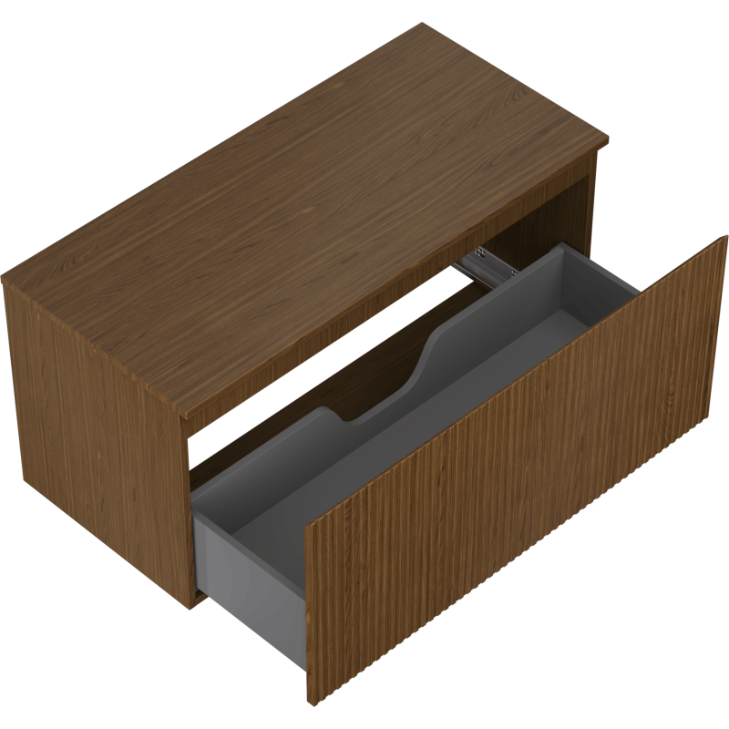 Mexen Rivel armoire de salle de bain 100 cm avec plateau, 1 tiroir, rainuré, noyer - 91A20-10047-1-BFC86