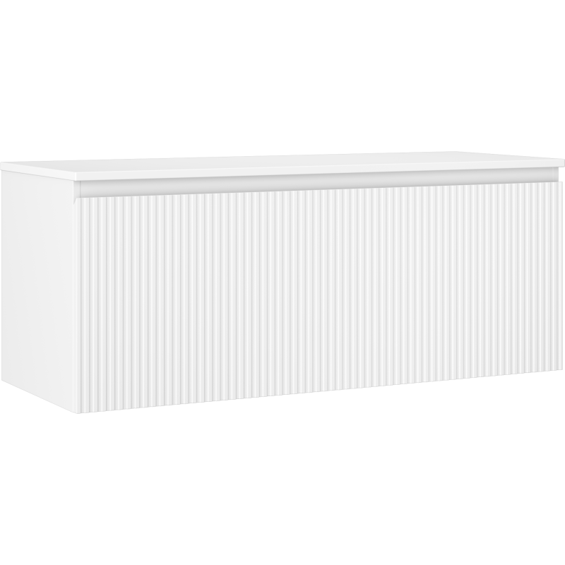 Mexen Rivel meuble de salle de bain sous-vasque 120 cm avec plateau, 1 tiroir, rainuré, blanc mat - 91A20-12047-1-BFC01