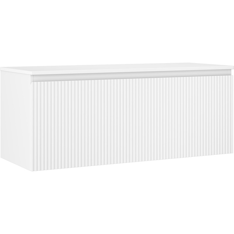 Mexen Rivel mobile bagno sotto-lavabo 120 cm con piano, 1 cassetto, scanalato, bianco opaco - 91A20-12047-1-BFC01