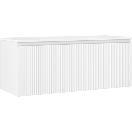 Mexen Rivel badkamerkast voor wastafel 120 cm met blad, 1 lade, geribbeld, mat wit - 91A20-12047-1-BFC01