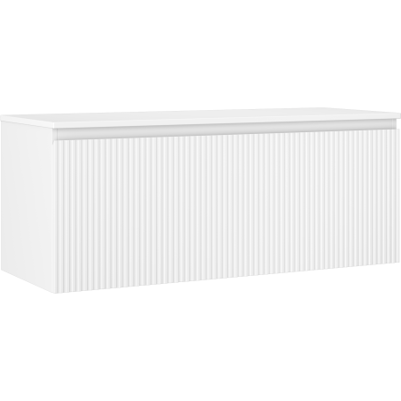 Mexen Rivel szafka łazienkowa podumywalkowa 120 cm z blatem, 1 szuflada, ryflowana , biała mat - 91A20-12047-1-BFC01