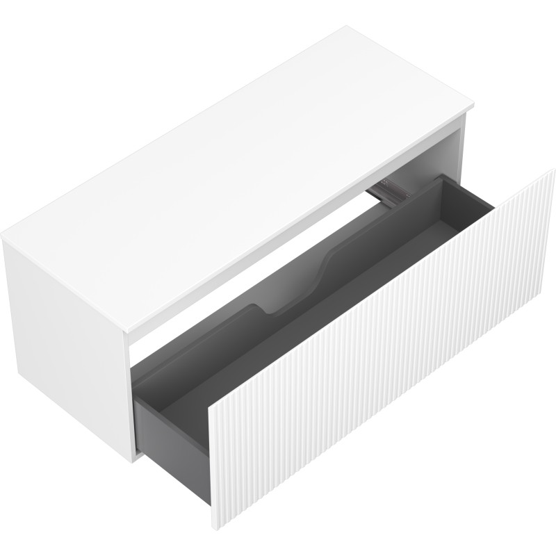Mexen Rivel mobile bagno sotto-lavabo 120 cm con piano, 1 cassetto, scanalato, bianco opaco - 91A20-12047-1-BFC01