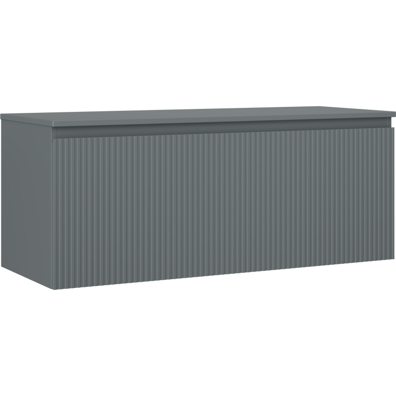 Mexen Rivel Badrumsskåp under tvättställ 120 cm med bänkskiva, 1 låda, riflad, grafit matt - 91A20-12047-1-BFC66