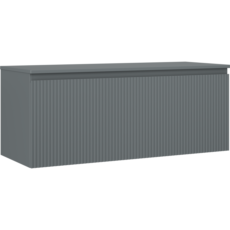 Mexen Rivel kopalna omarica za umivalnik 120 cm z delovno površino, 1 predal, rebrasta, grafit mat - 91A20-12047-1-BFC66