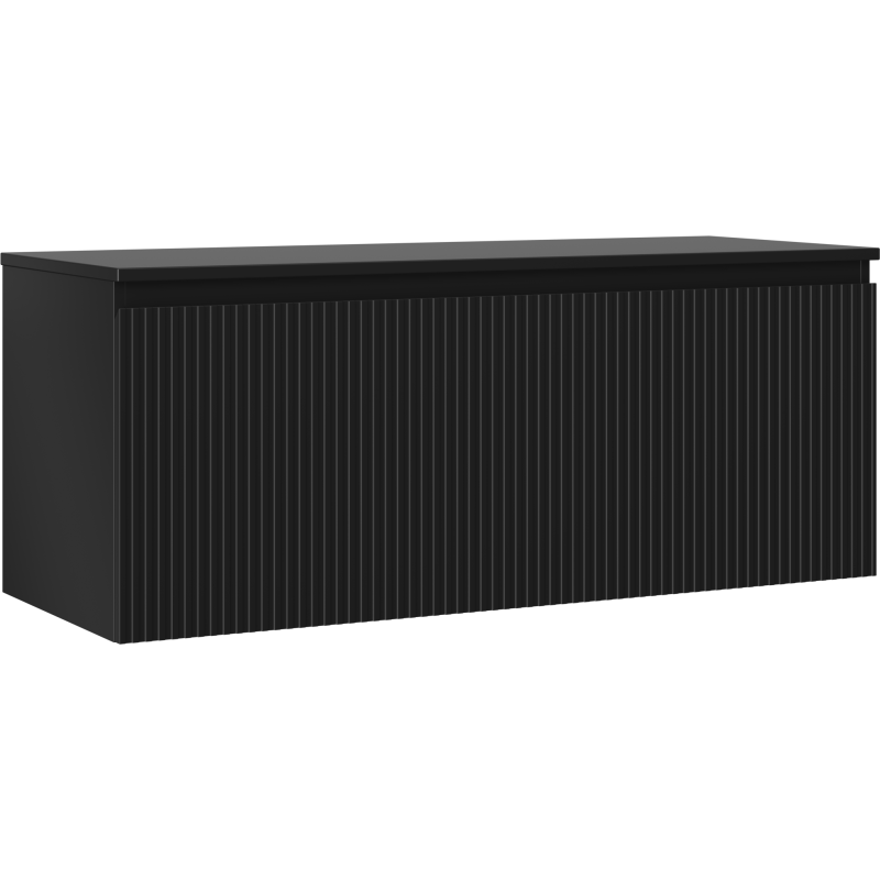 Mexen Rivel szafka łazienkowa podumywalkowa 120 cm z blatem, 1 szuflada, ryflowana , czarna mat - 91A20-12047-1-BFC71