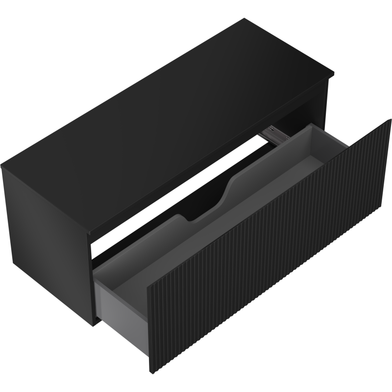 Mexen Rivel Badezimmer-Unterschrank 120 cm mit Arbeitsplatte, 1 Schublade, geriffelt, schwarz matt - 91A20-12047-1-BFC71