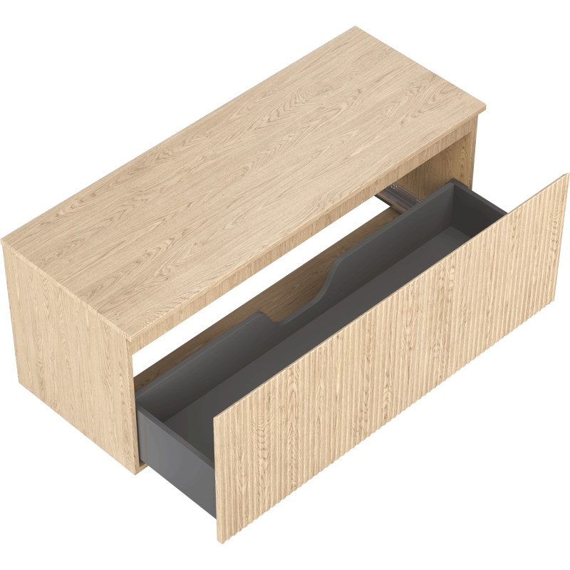 Mexen Rivel badkamerkast onder de wastafel 120 cm met blad, 1 lade, gegroefd, eik - 91A20-12047-1-BFC81