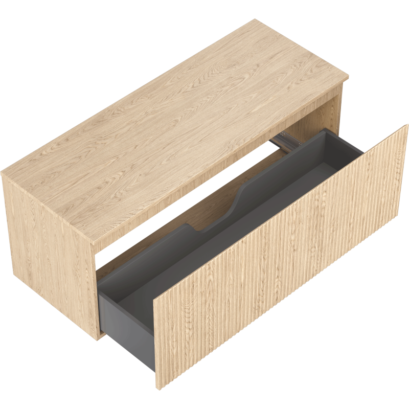 Mexen Rivel szafka łazienkowa podumywalkowa 120 cm z blatem, 1 szuflada, ryflowana , dąb - 91A20-12047-1-BFC81