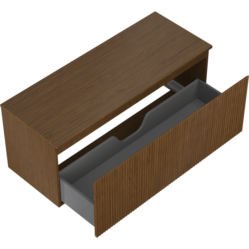 Mexen Rivel Badezimmerschrank 120 cm mit Arbeitsplatte, 1 Schublade, gerillt, Nussbaum - 91A20-12047-1-BFC86