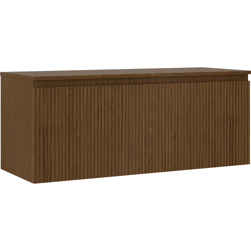 Mexen Rivel Badezimmerunterschrank 120 cm mit Arbeitsplatte, 1 Schublade, geriffelt, Nussholz - 91A20-12047-1-BFC86