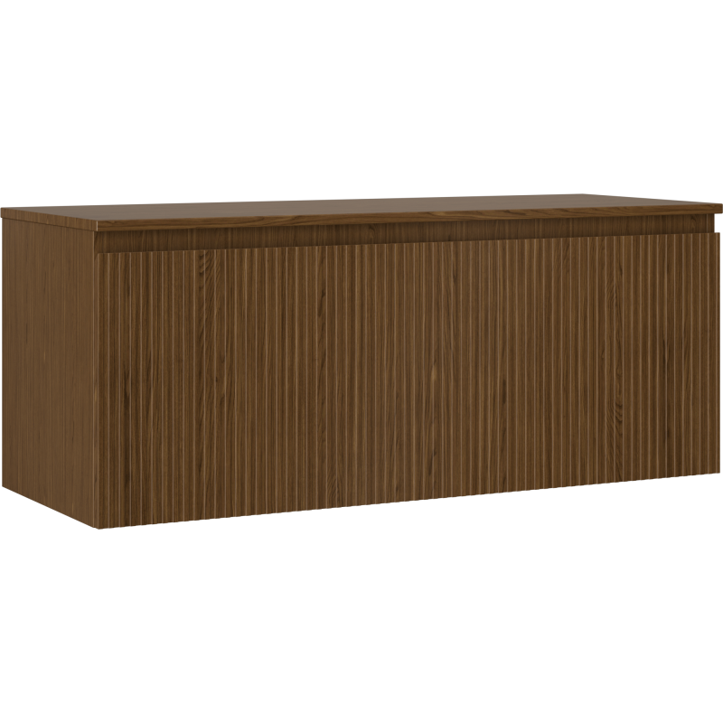 Mexen Rivel szafka łazienkowa podumywalkowa 120 cm z blatem, 1 szuflada, ryflowana , orzech - 91A20-12047-1-BFC86