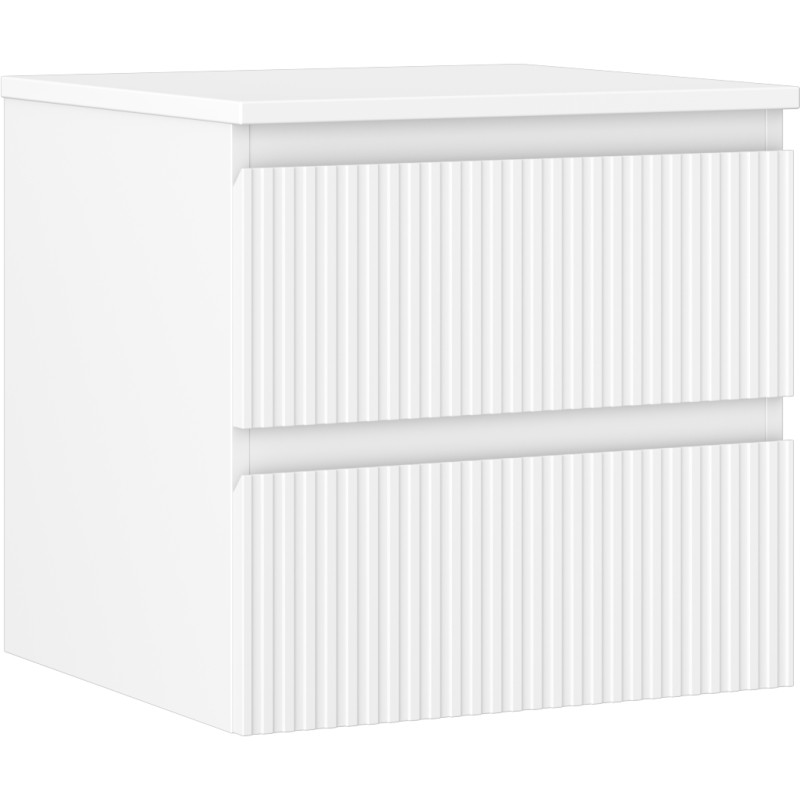 Mexen Rivel armadietto da bagno sotto lavabo 50 cm con piano, 2 cassetti, scanalato, bianco opaco - 91A20-05047-2-BFFC01