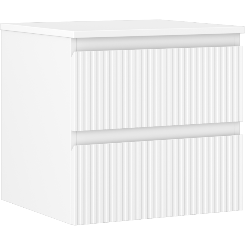 Mexen Rivel Badezimmerschrank für Waschbecken 50 cm mit Ablage, 2 Schubladen, geriffelt, weiß matt - 91A20-05047-2-BFFC01