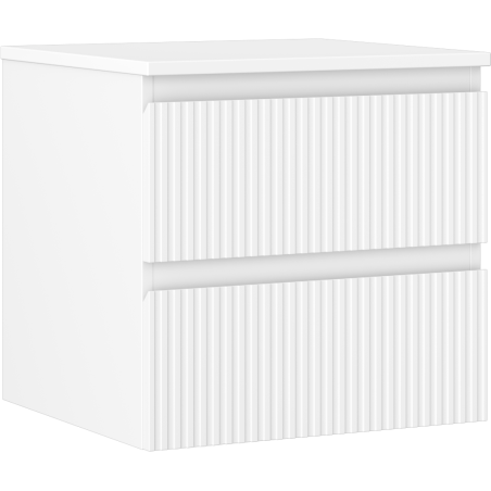 Mexen Rivel badkamerkastje onder wastafel 50 cm met blad, 2 lades, geribbeld, wit mat - 91A20-05047-2-BFFC01