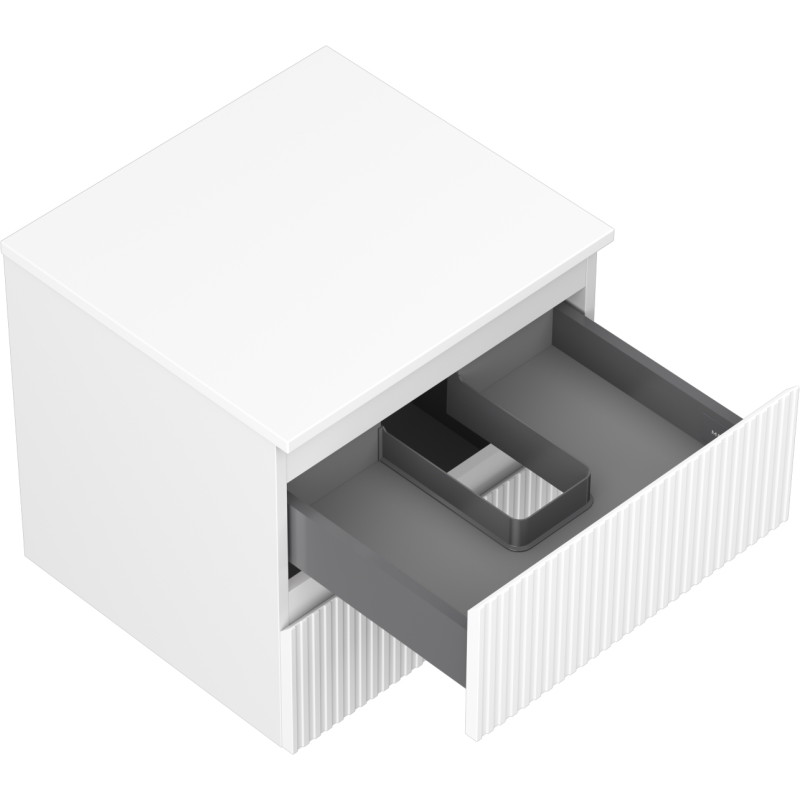 Mexen Rivel armadietto da bagno sotto lavabo 50 cm con piano, 2 cassetti, scanalato, bianco opaco - 91A20-05047-2-BFFC01