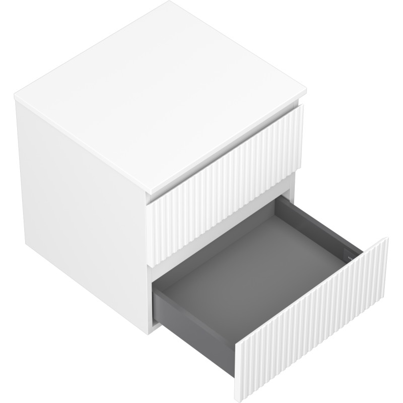 Mexen Rivel armadietto da bagno sotto lavabo 50 cm con piano, 2 cassetti, scanalato, bianco opaco - 91A20-05047-2-BFFC01