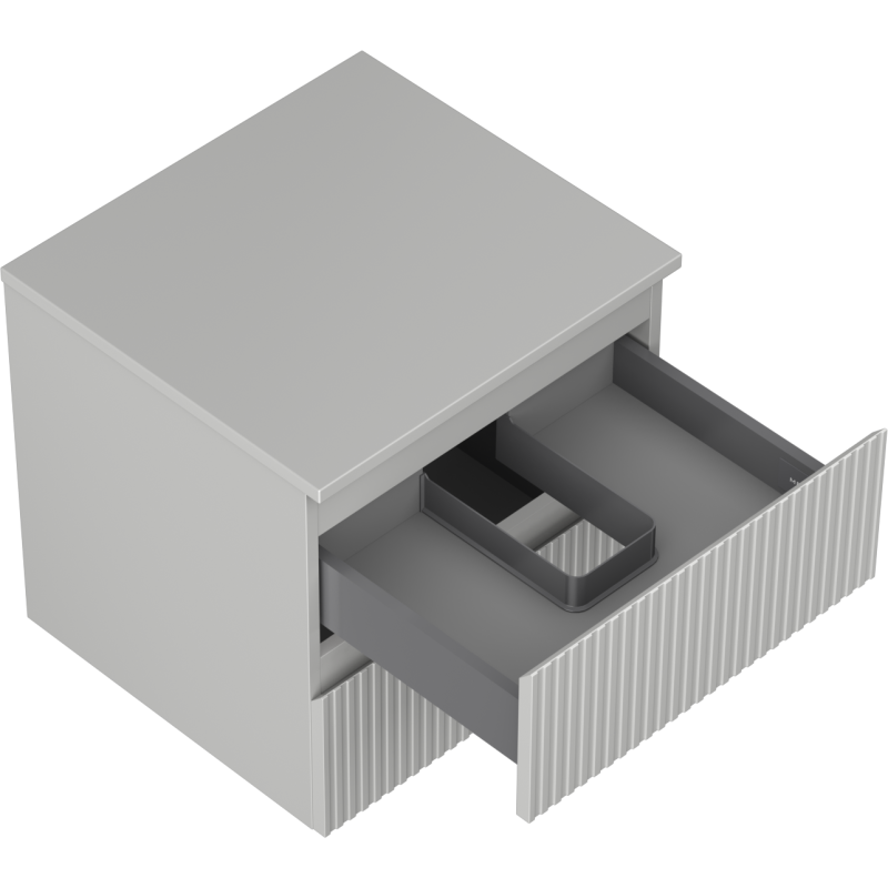 Mexen Rivel Badezimmerunterschrank 50 cm mit Arbeitsplatte, 2 Schubladen, geriffelt, grau matt - 91A20-05047-2-BFFC62