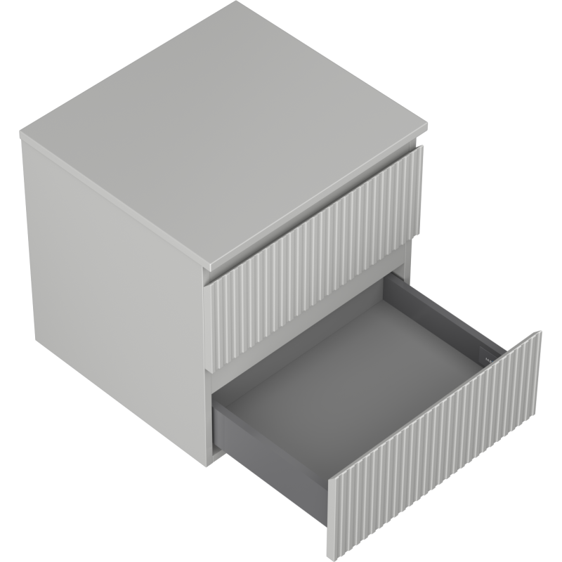 Mexen Rivel Badezimmerunterschrank 50 cm mit Arbeitsplatte, 2 Schubladen, geriffelt, grau matt - 91A20-05047-2-BFFC62