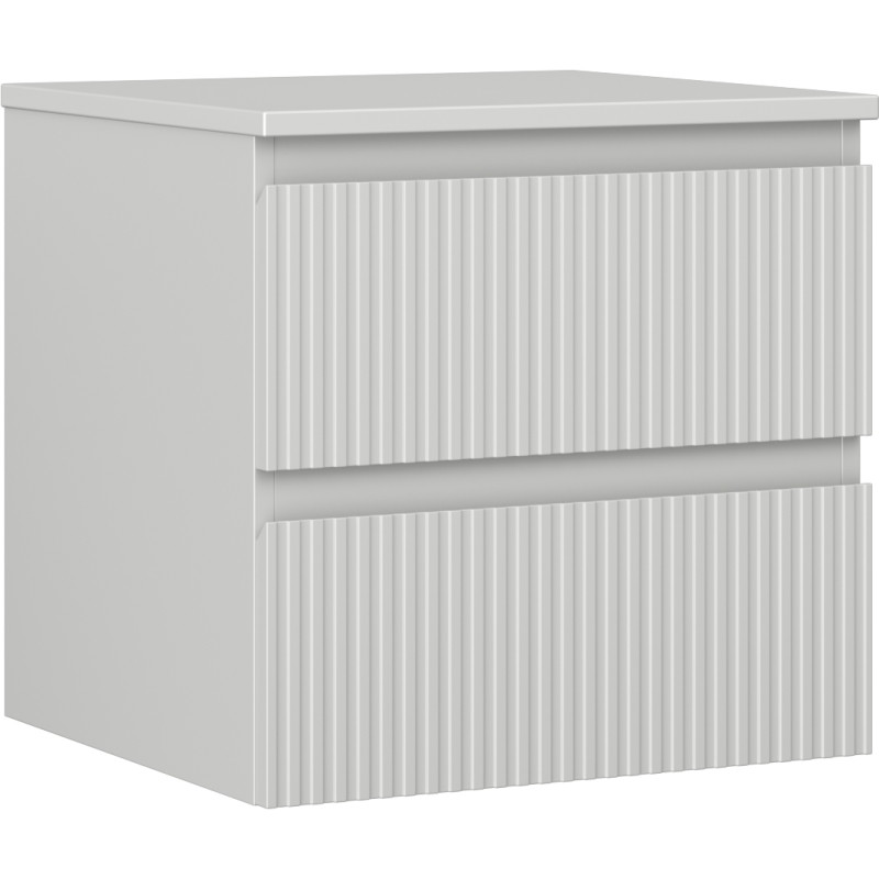 Mexen Rivel badkamerkastje onder de wastafel 50 cm met blad, 2 lades, geribbeld, grijs mat - 91A20-05047-2-BFFC62