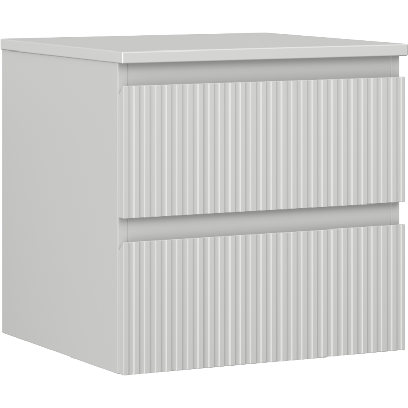 Mexen Rivel badkamerkastje onder wastafel 50 cm met blad, 2 lades, gegroefd, grijs mat - 91A20-05047-2-BFFC62