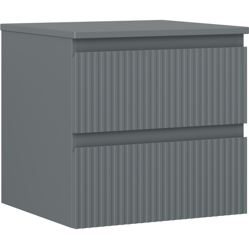 Mexen Rivel Badezimmerschrank 50 cm mit Waschtisch, 2 Schubladen, gerillt, Graphit matt - 91A20-05047-2-BFFC66