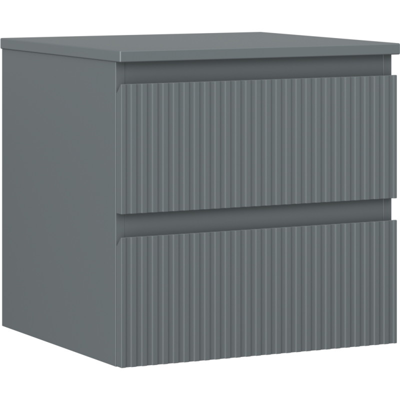 Mexen Rivel badkamerkast onder de wastafel 50 cm met blad, 2 laden, gegroefd, mat grafiet - 91A20-05047-2-BFFC66