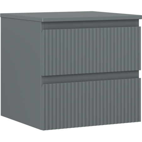 Mexen Rivel Badezimmerschrank 50 cm mit Waschtisch, 2 Schubladen, gerillt, Graphit matt - 91A20-05047-2-BFFC66