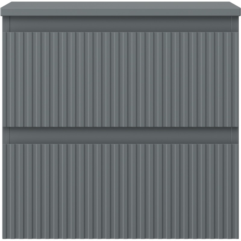 Mexen Rivel meuble de salle de bain sous-vasque 50 cm avec plateau, 2 tiroirs, rainuré, gris graphite mat