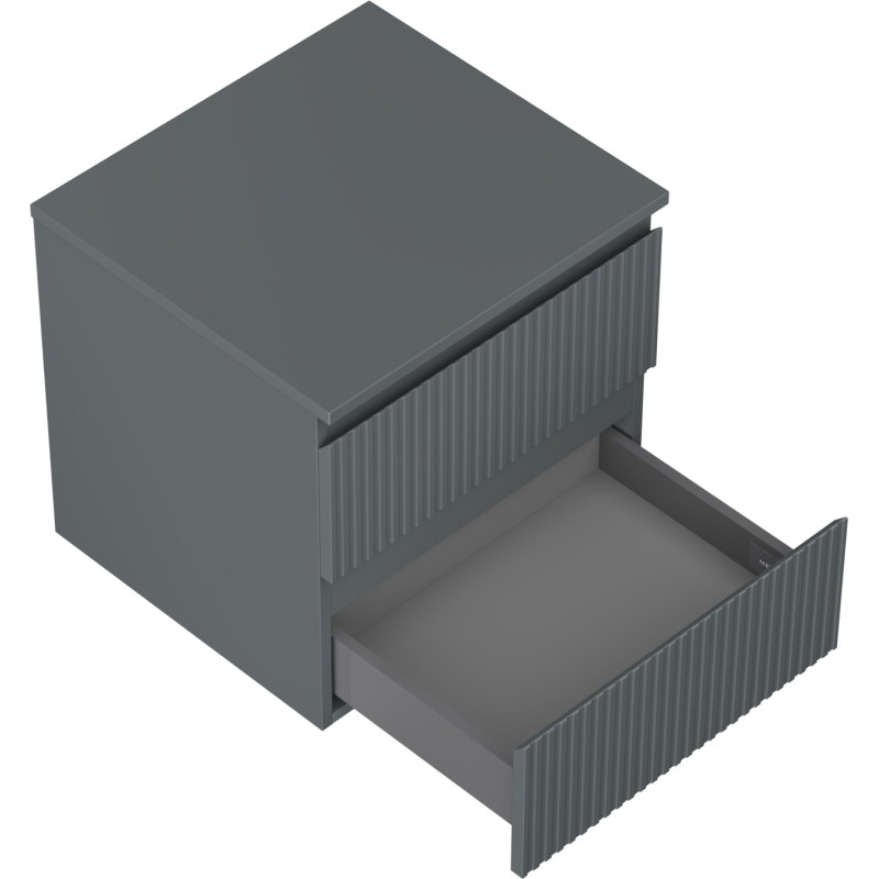 Mexen Rivel meuble de salle de bain sous-vasque 50 cm avec plateau, 2 tiroirs, rainuré, gris graphite mat