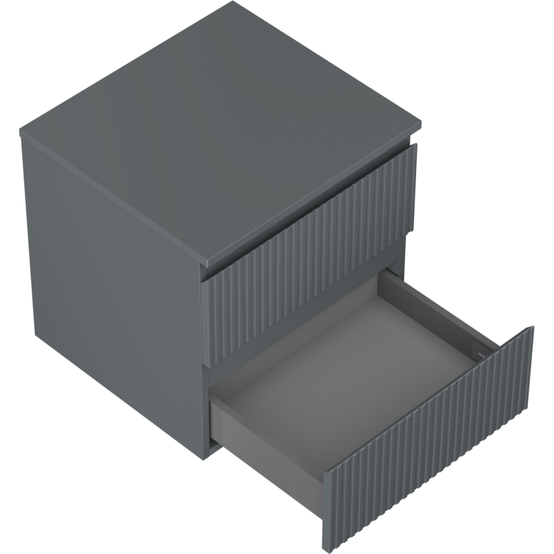 Mexen Rivel meuble de salle de bains sous-vasque 50 cm avec plateau, 2 tiroirs, rainuré, graphite mat - 91A20-05047-2-BFFC66
