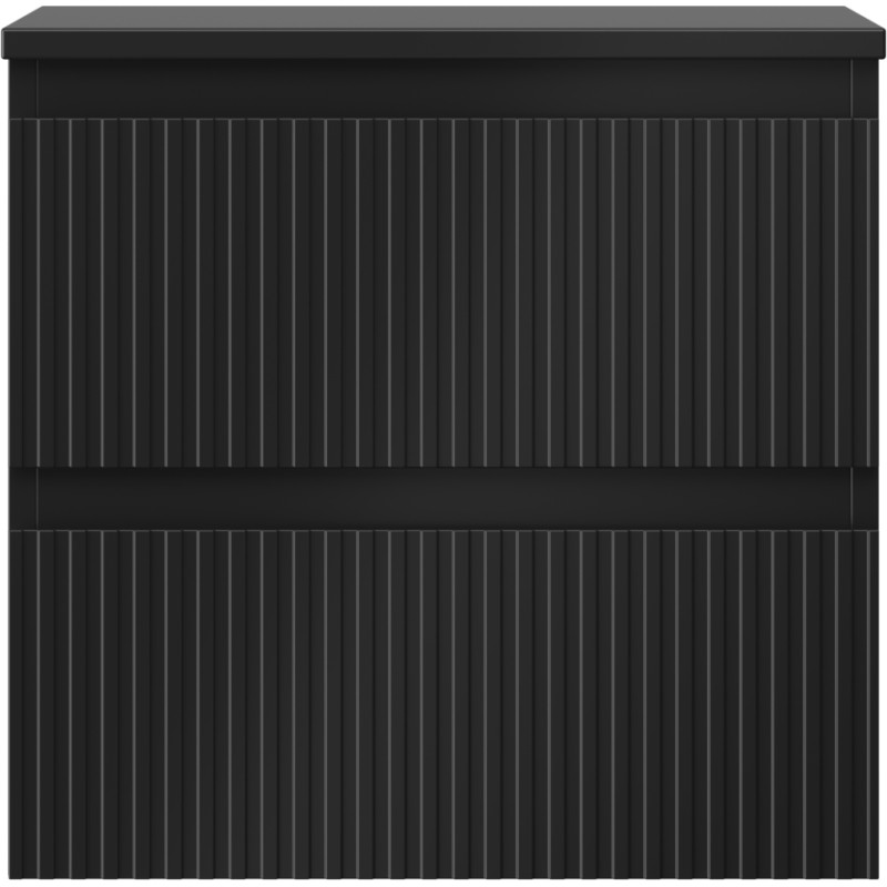 Mexen Rivel armario de baño bajo lavabo de 50 cm con encimera, 2 cajones, acanalado, negro mate - 91A20-05047-2-BFFC71
