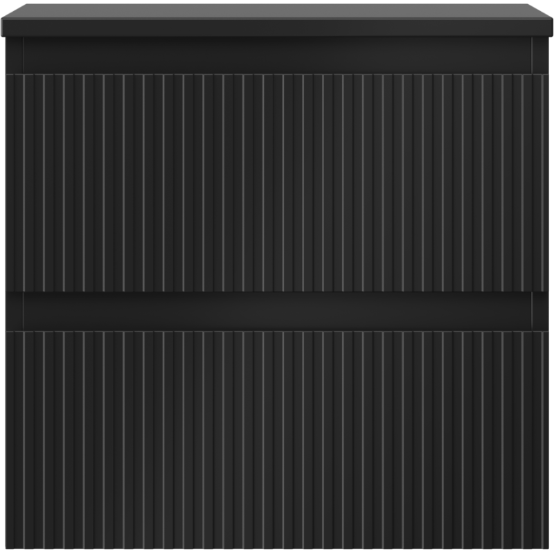 Mexen Rivel badkamerkastje onder wastafel 50 cm met blad, 2 laden, gegroefd, zwart mat - 91A20-05047-2-BFFC71