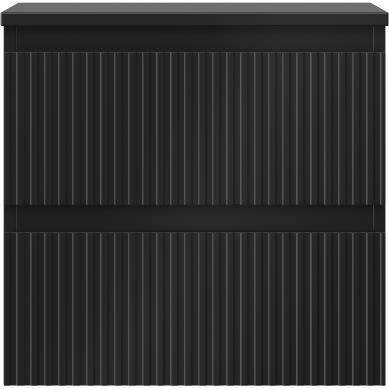 Mexen Rivel badrumsskåp under handfat 50 cm med bänkskiva, 2 lådor, räfflad, svart matt - 91A20-05047-2-BFFC71