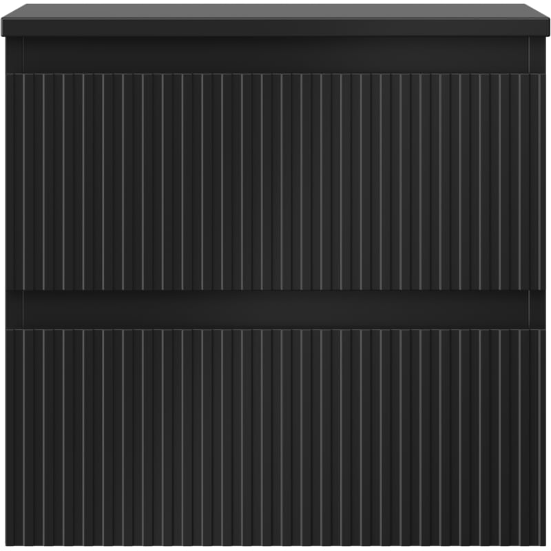 Mexen Rivel bathroom vanity cabinet 50 cm with countertop, 2 drawers, grooved, matte black - 91A20-05047-2-BFFC71