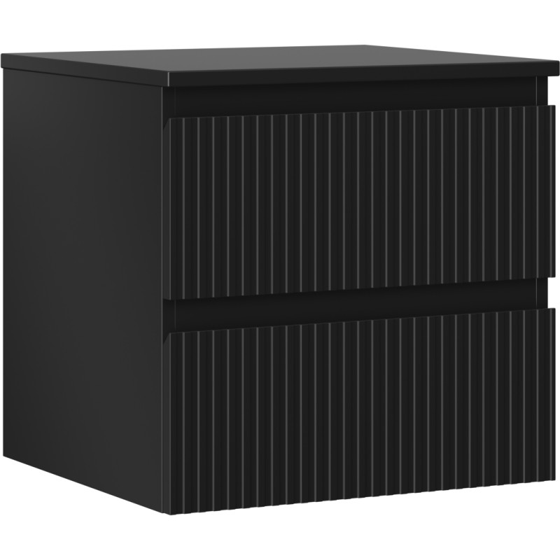 Mexen Rivel meuble de salle de bain sous-lavabo 50 cm avec plateau, 2 tiroirs, rainuré, noir mat - 91A20-05047-2-BFFC71