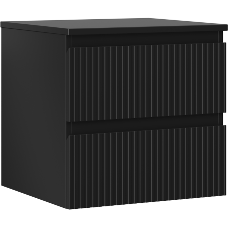 Mexen Rivel Badezimmerschrank für Waschbecken 50 cm mit Platte, 2 Schubladen, geriffelt, schwarz matt - 91A20-05047-2-BFFC71