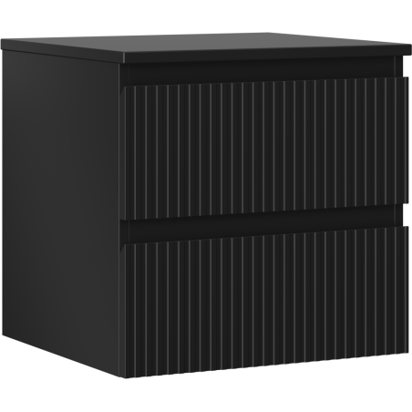 Mexen Rivel bathroom vanity cabinet 50 cm with countertop, 2 drawers, grooved, matte black - 91A20-05047-2-BFFC71