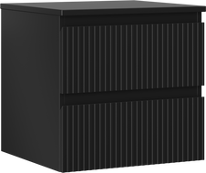 Mexen Rivel Badezimmerschrank für Waschbecken 50 cm mit Platte, 2 Schubladen, geriffelt, schwarz matt - 91A20-05047-2-BFFC71