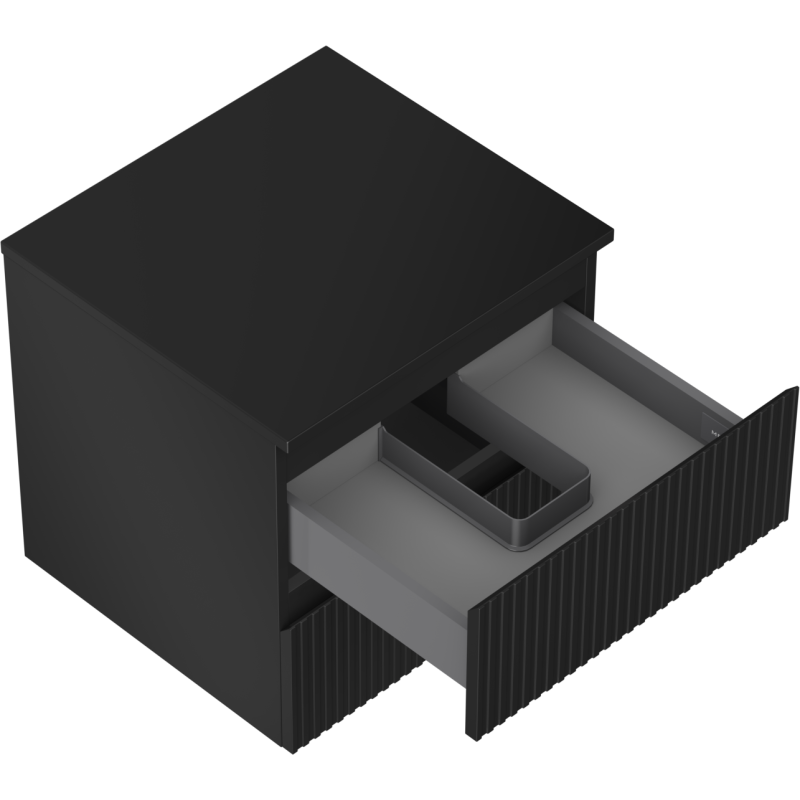 Mexen Rivel mueble de baño de 50 cm con encimera, 2 cajones, ranurado, negro mate - 91A20-05047-2-BFFC71