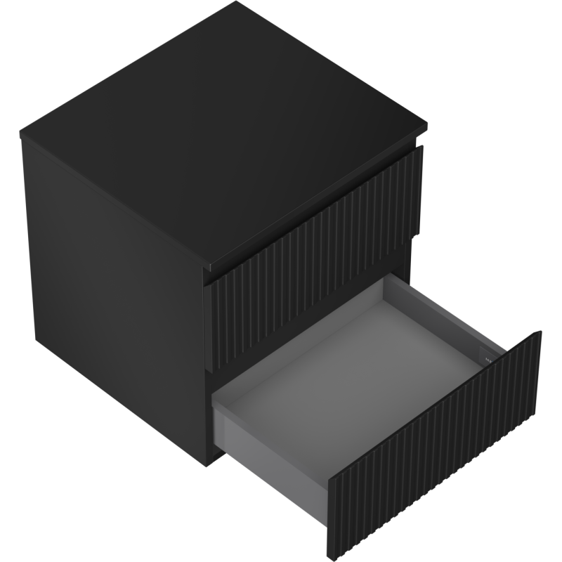Mexen Rivel Badezimmer-Unterschrank 50 cm mit Platte, 2 Schubladen, geriffelt, schwarz matt - 91A20-05047-2-BFFC71