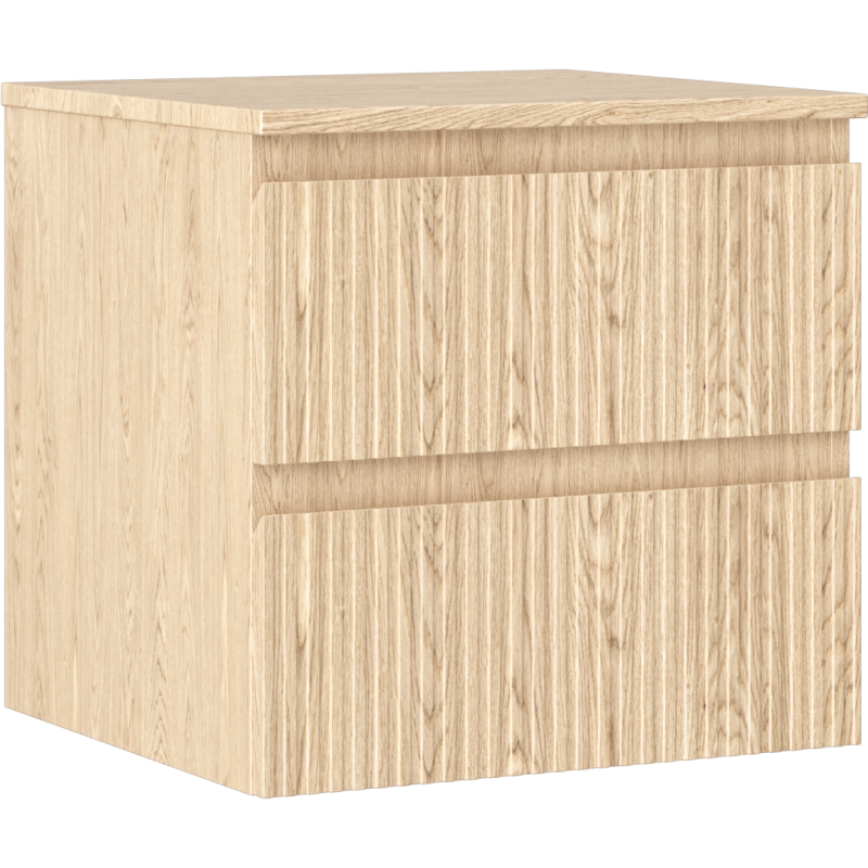 Mexen Rivel armoire de salle de bains 50 cm avec plateau, 2 tiroirs, rainurée, chêne - 91A20-05047-2-BFFC81