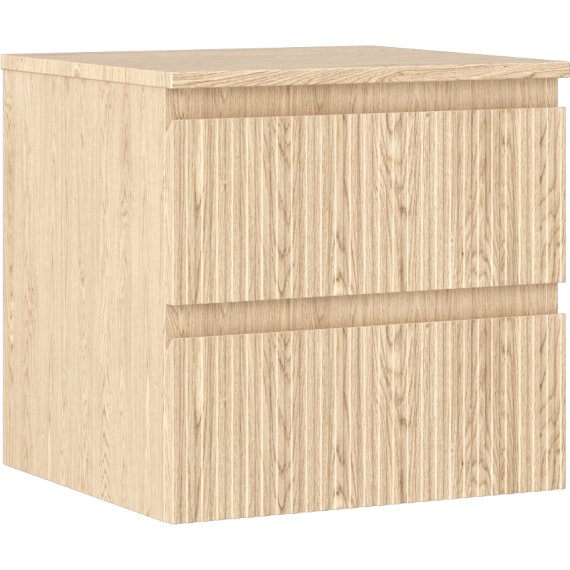 Mexen Rivel Badezimmer-Unterschrank 50 cm mit Arbeitsplatte, 2 Schubladen, geriffelt, Eiche - 91A20-05047-2-BFFC81