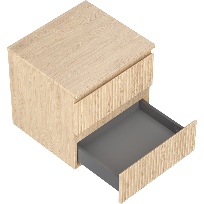 Mexen Rivel Badezimmerschrank 50 cm mit Arbeitsplatte, 2 Schubladen, gerillt, Eiche - 91A20-05047-2-BFFC81