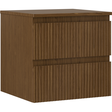 Mexen Rivel badkamerkastje onder de wastafel 50 cm met blad, 2 laden, gegroefd, walnoot - 91A20-05047-2-BFFC86
