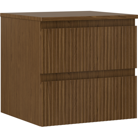 Mexen Rivel mueble de baño para lavabo de 50 cm con encimera, 2 cajones, acanalado, nogal - 91A20-05047-2-BFFC86