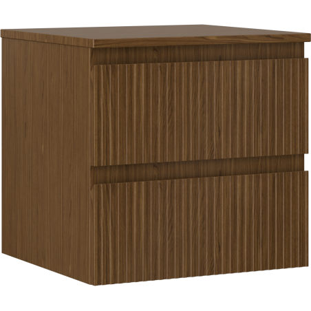 Mexen Rivel szafka łazienkowa podumywalkowa 50 cm z blatem, 2 szuflady, ryflowana , orzech - 91A20-05047-2-BFFC86